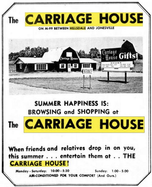 The Carriage House - June 1967 Ad (newer photo)